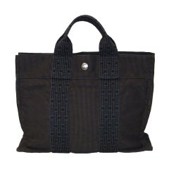 Hermes Grey Canvas Tote