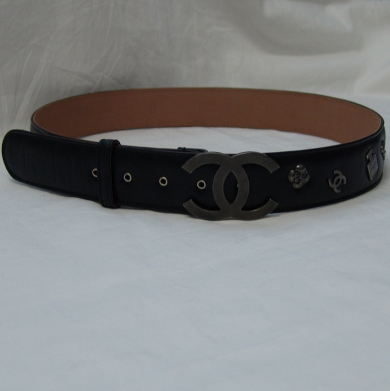 Women's Chanel Black Leather Belt