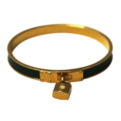 Hermes Gold and Green Bangle Bracelet