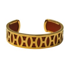 Hermes Gold and Orange Cuff Bracelet
