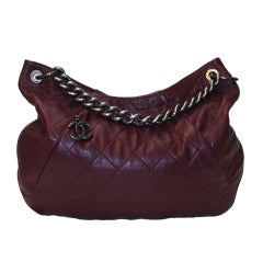 Chanel Burgandy Quilted Handbag