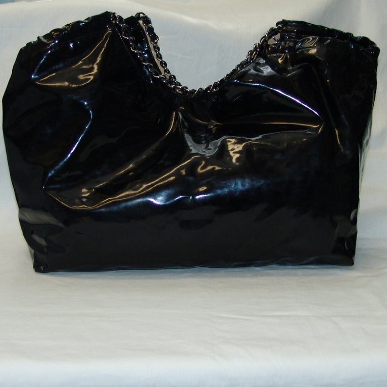 Women's Chanel Black Patent Leather Coco Cabas Handbag
