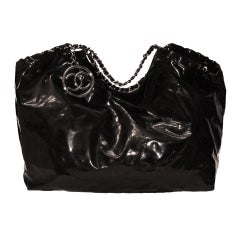 Chanel Black Patent Leather Coco Cabas Handbag