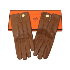 Hermes Tan Leather Gloves