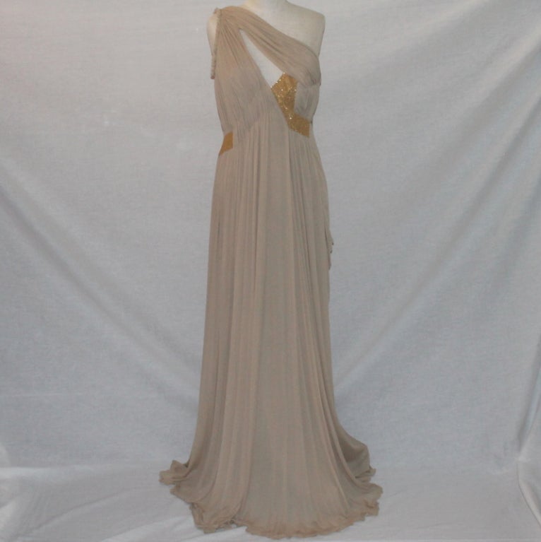 Alberta Feretti Nude Silk Gown