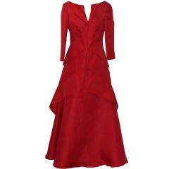 Angel Sanchez Vestido de baile de organza rojo