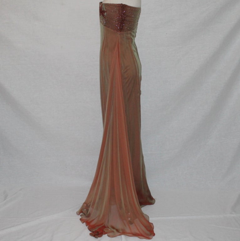 copper silk dress