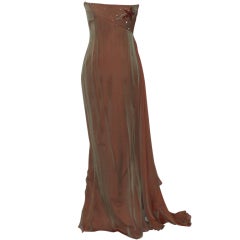 Guy Laroche Copper Silk and Chiffon Gown
