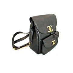 Vintage Chanel Black Caviar Leather Backpack