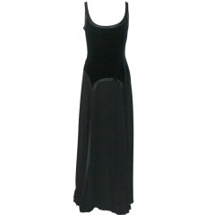 Escada Couture Black Silk and Velvet Gown