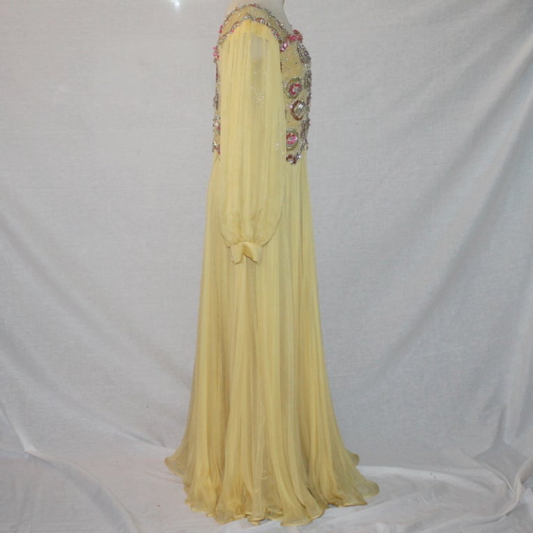 Women's Couture Yellow Chiffon Gown