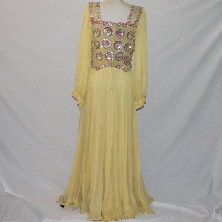 Couture Yellow Chiffon Gown 1
