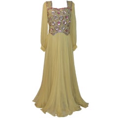 Couture Yellow Chiffon Gown