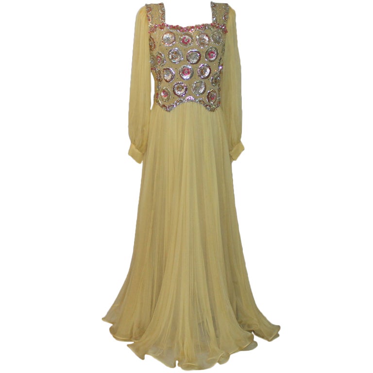 Couture Yellow Chiffon Gown