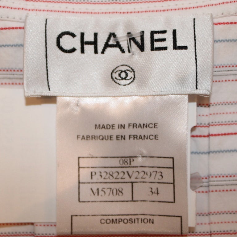 Chanel Cotton Blouse with Stripes, size 34 1