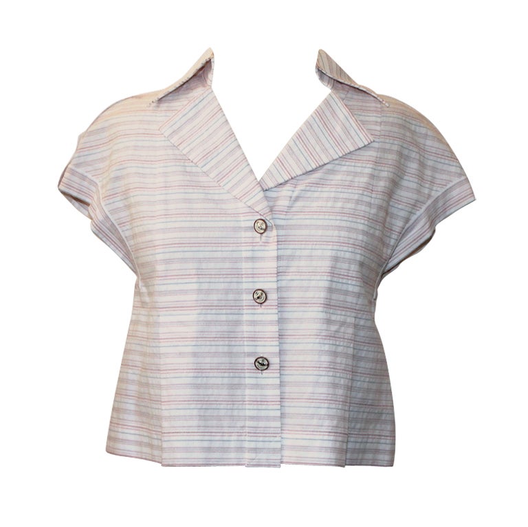Chanel Cotton Blouse with Stripes, size 34
