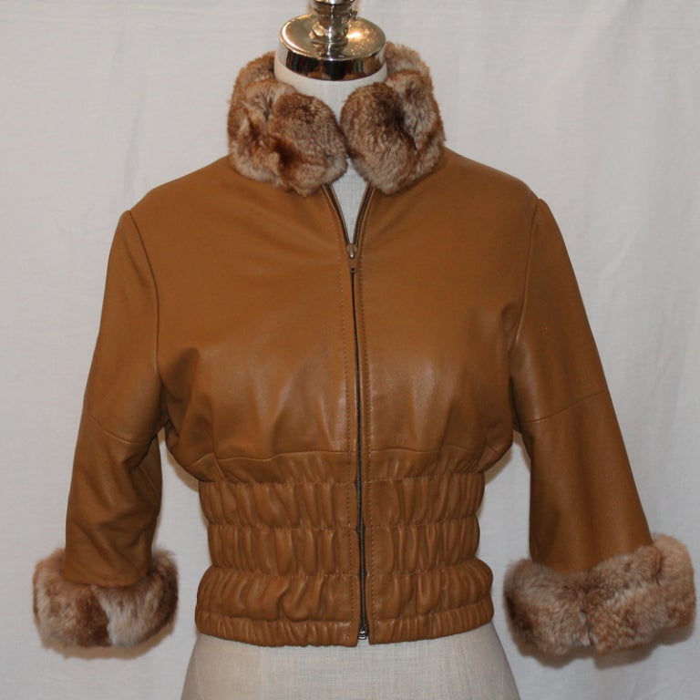 Unknown Leather Jacket with Chinchilla Fur