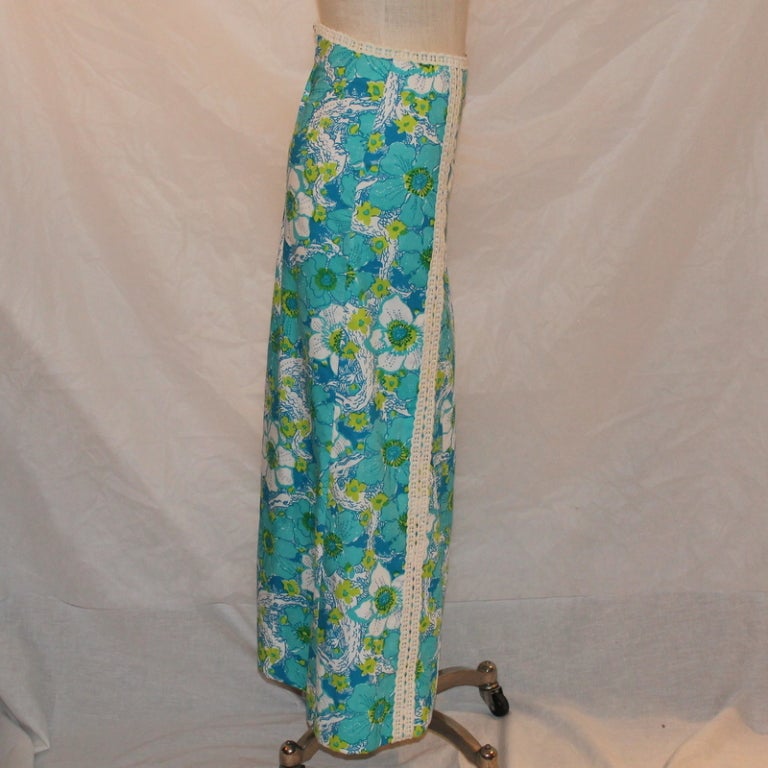 Vintage Lilly Pulitzer Turqouise Long Skirt at 1stdibs