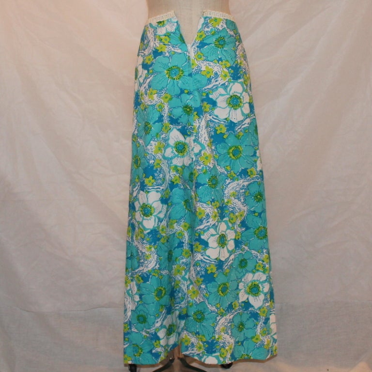 Women's Vintage Lilly Pulitzer Turqouise Long Skirt