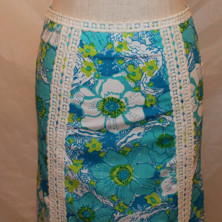 Vintage Lilly Pulitzer Turqouise Long Skirt 1