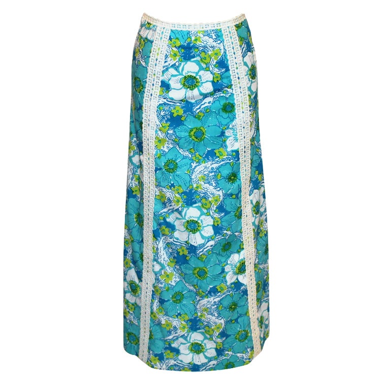 Vintage Lilly Pulitzer Turqouise Long Skirt