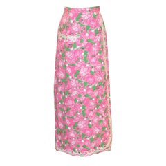 Retro Lilly Pulitzer Pink/Green Long Pastel Skirt