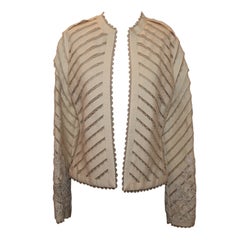 Bill Blass Ivory Lace Brocade Jacket Size 10 Retro