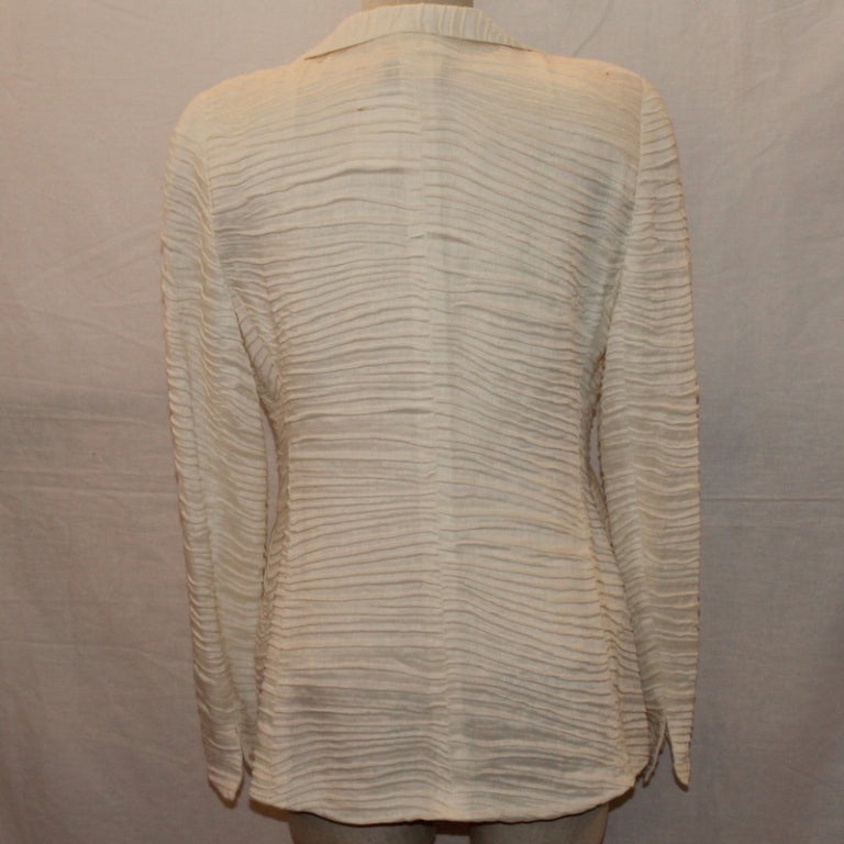 Akris Ivory Cotton Blend Jacket and top Size 10 In Excellent Condition For Sale In West Palm Beach, FL