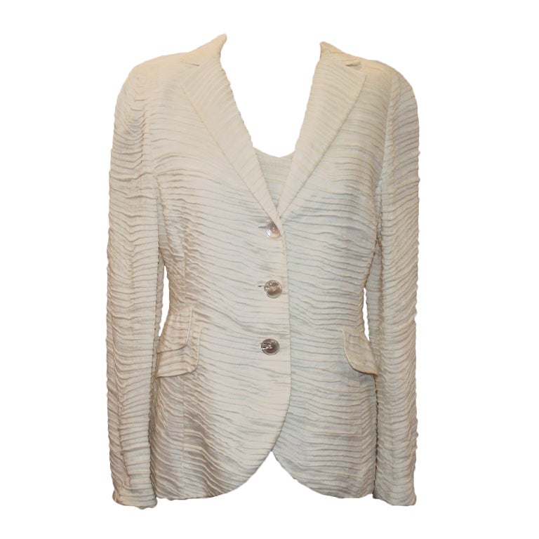 Akris Ivory Cotton Blend Jacket and top Size 10 For Sale