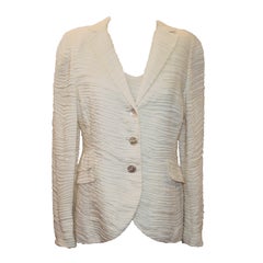 Akris Ivory Cotton Blend Jacket and top Size 10