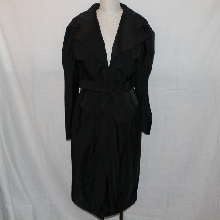 Givenchy black haute couture silk coat dress, size 6/8