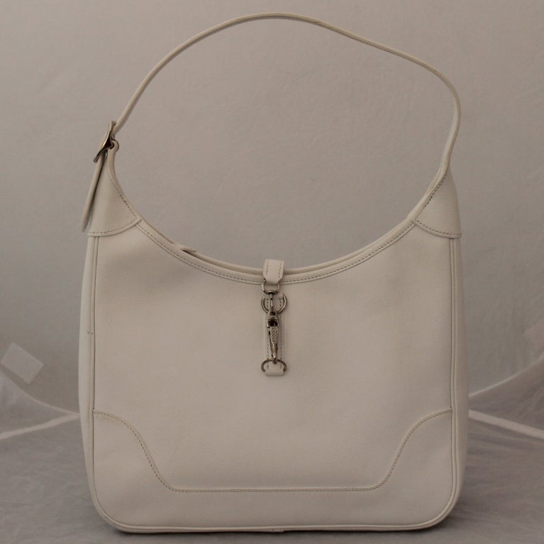Hermes White Togo 31 cm Trim handbag - SHW - 2006
