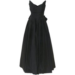 Retro Chanel Black Taffeta Strapless Gown - Circa 70's