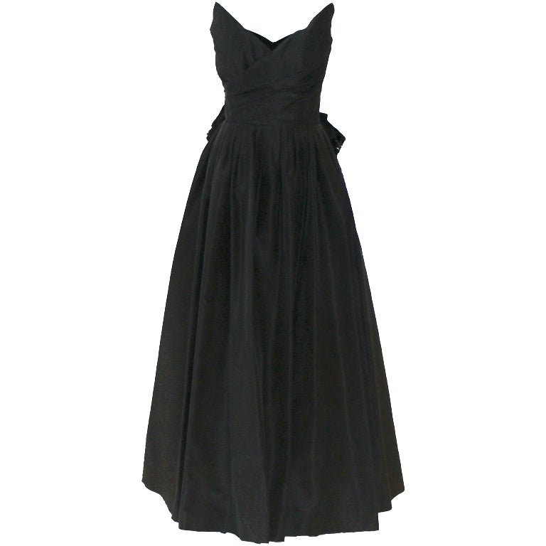Vintage Chanel Black Taffeta Strapless Gown - Circa 70's