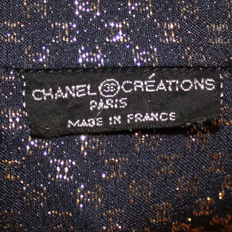 Chanel Vintage Navy & Gold Lame Blouse with 