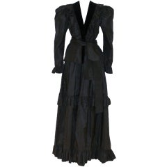 Vintage Yves Saint laurent Black Silk Taffeta Top/Skirt - 80's
