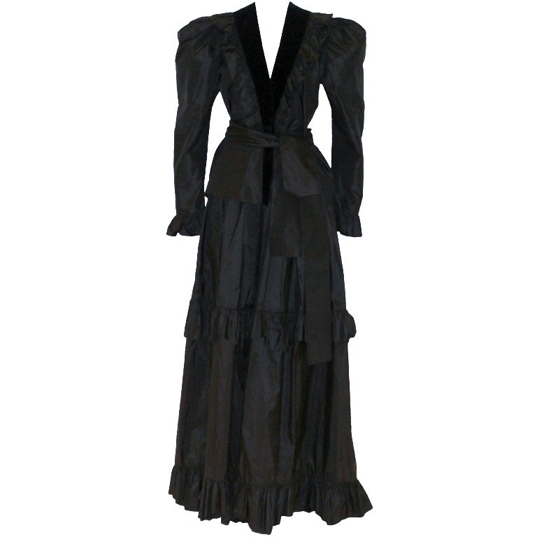 Vintage Yves Saint laurent Black Silk Taffeta Top/Skirt - 80's For Sale ...