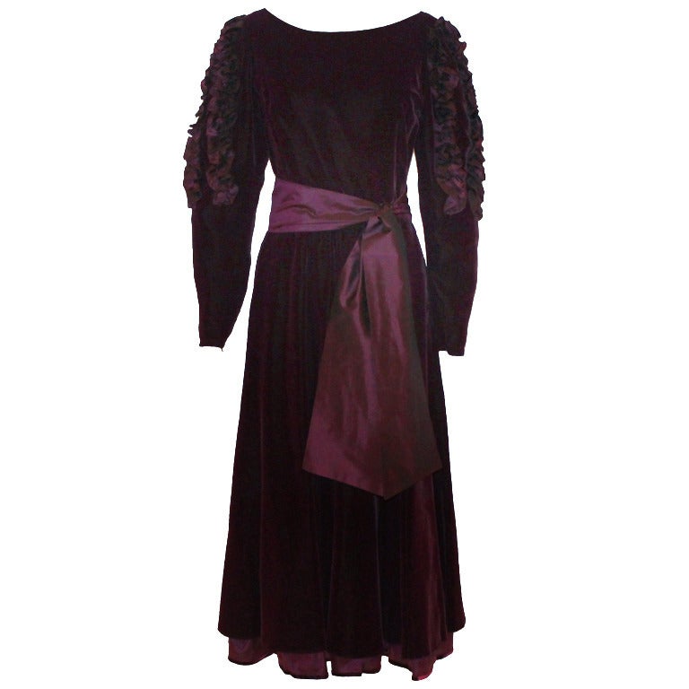 Louis Feraud Vintage Circa 80's Velvet Dress For Sale