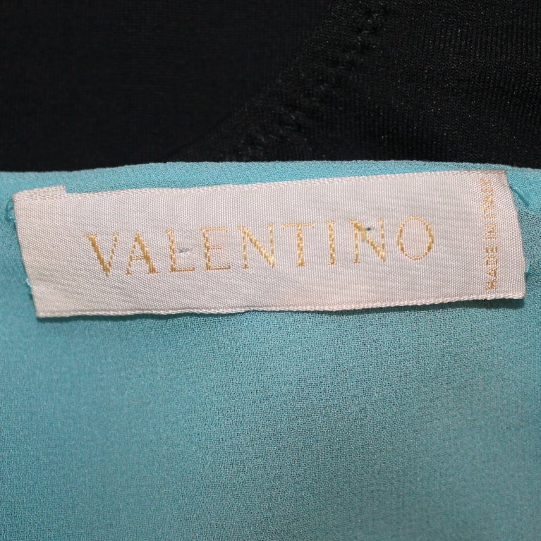 Valentino Aqua Silk Dress with Cutouts - 6 1