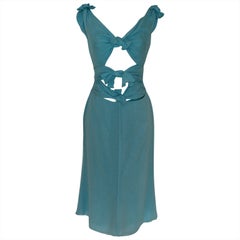 Valentino Aqua Silk Dress with Cutouts - 6