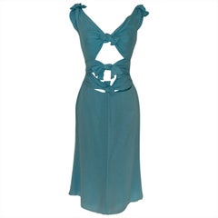 Valentino Aquafarbenes Seidenkleid mit Ausschnitten - 6