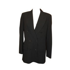 Hermes Black Wool Double-Breasted Jacket - Sz 40
