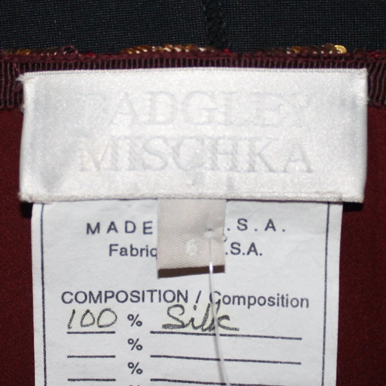 Women's Badgley Mischka Garnet and Gold Sequin Silk Skirt - 6