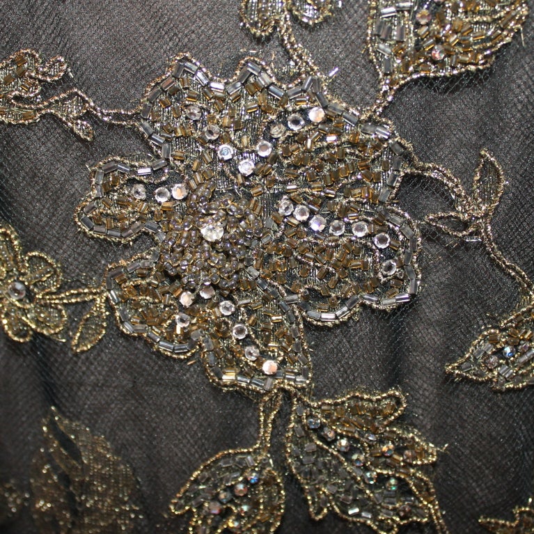 Vintage Oscar De La Renta Vestido de Encaje Negro y Dorado - Circa 90's 1