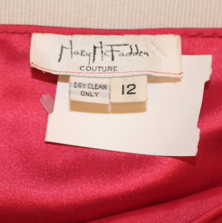Mary Mcfadden Raspberry Gown with Heavily beaded sleeve-Sz 12 2