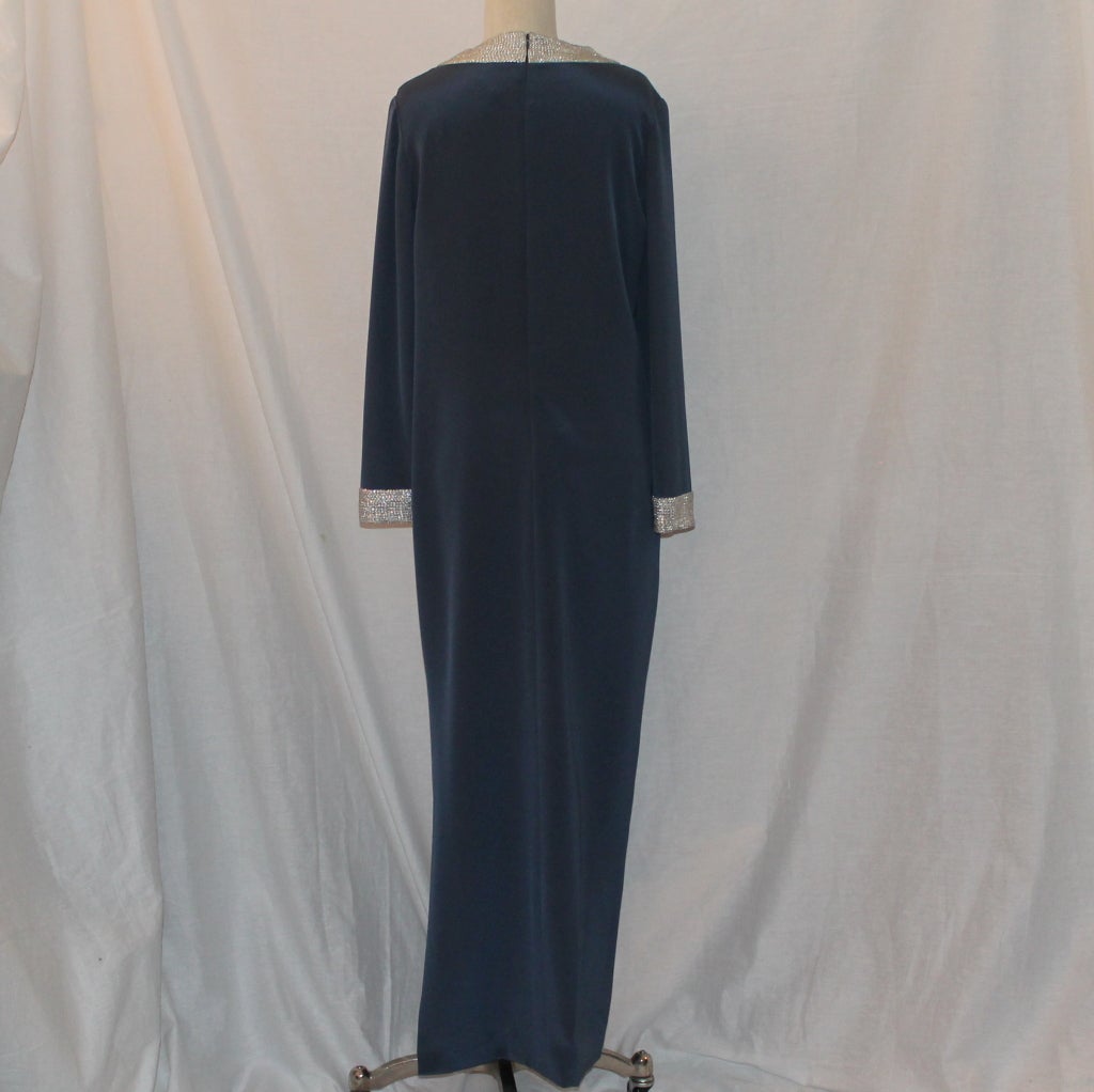 Women's Donald Deal Blue Silk Gown with Rhinestone details - Sz 12