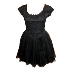 Vintage Badgley Mischka Black Lace &Tulle Dress-Sz 4-Circa 80's