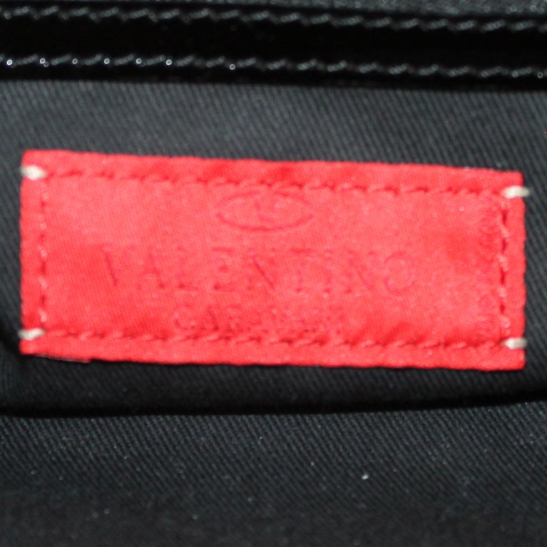 Valentino Black Patent Leather Fleur Handbag 4
