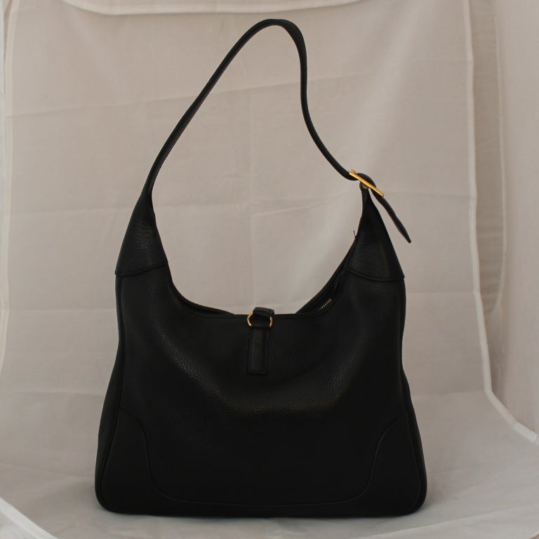 Hermes Black 35cm Togo Leather Trim Handbag - GHW - circa 2004 In Excellent Condition In West Palm Beach, FL