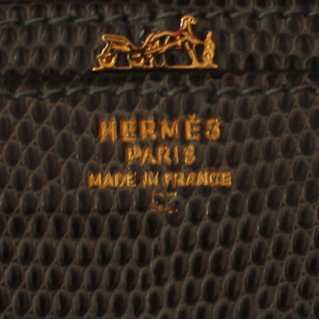 Women's Vintage 1970's Hermes Olive Lizard Sequana Handbag - GHW